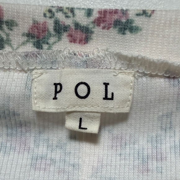 POL Cream Floral Ruffle Cropped Sweatshirt with Pink & Green Print - Picture 2 of 9